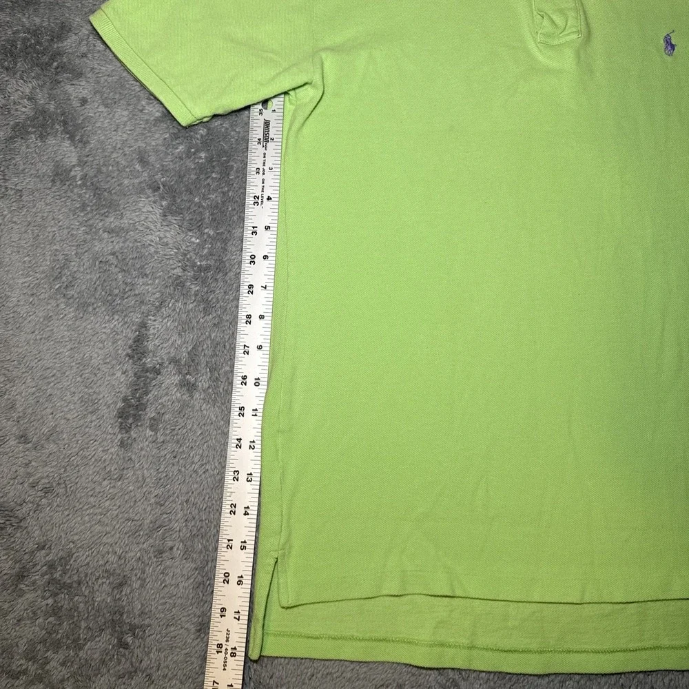 VTG Polo By Ralph Lauren Boys SZ L (16/18) Short Sleeve Lime Green Purple Pony